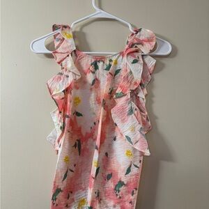 a new day Pink Floral Ruffle Blouse